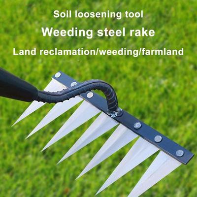 Metallrechen Multifunktionale Hacke zum Unkrautjäten Rechen Eggen Landwirtschaftliches Werkzeug Unkrautjäten Scarifier Artefakt Landwirtschaftliche Werkzeuge Garten Rasen