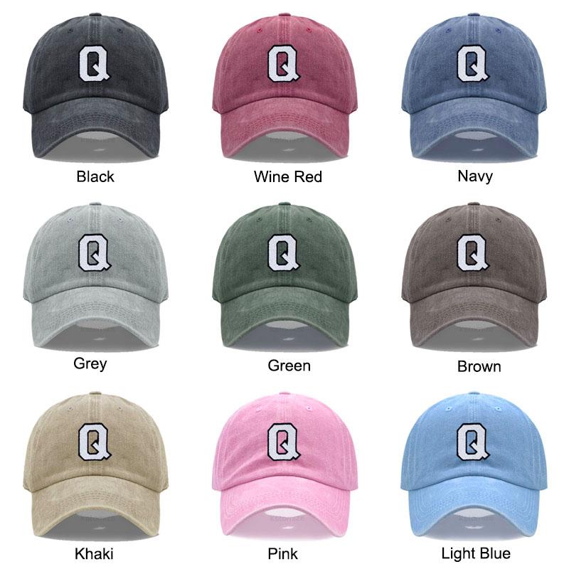 Initial Letter A-Z Embroidery Baseball Cap For Men Womne High Quality Washed Cotton Dad Hats Team Sport Visors Snapback Caps
