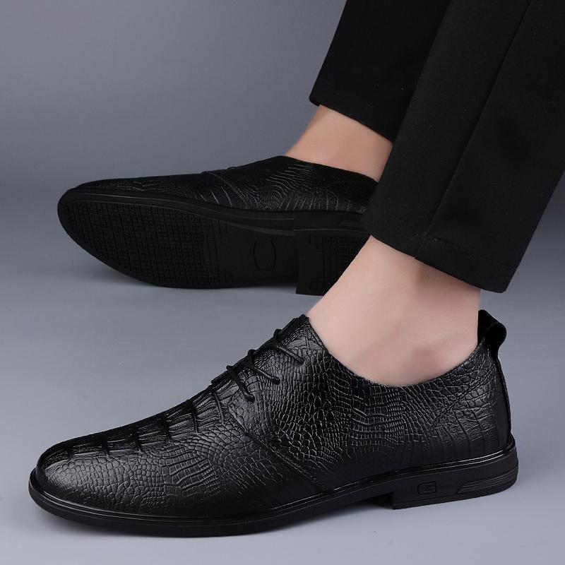 Fashion Comfort Mens Loafers Genuine Leather Slip on Black Casual  Business Dating Formal Party Office Fashion  Business Lace-up Shoes