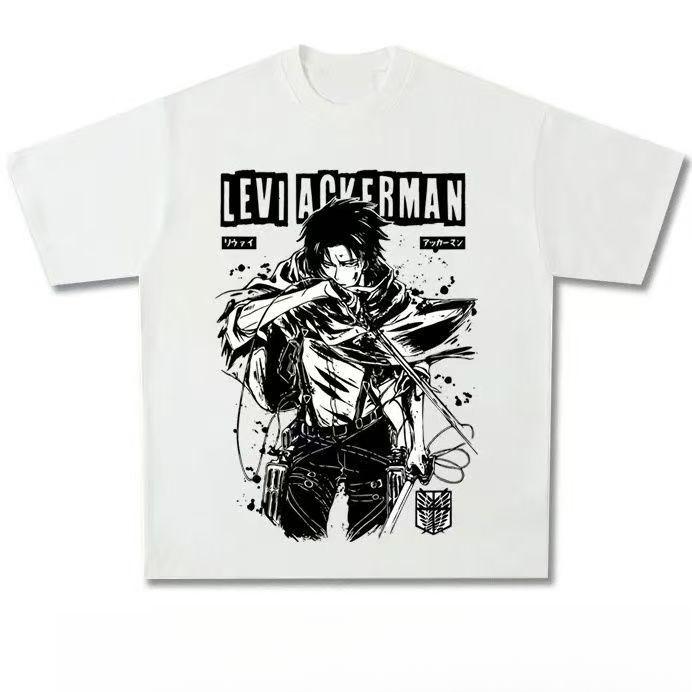 Cotton Short Sleeve Tees Summer Men T Shirt Women Clothing Levi Ackerman Anime T-shirt Attack On Titan Manga Graphic T-Shirt