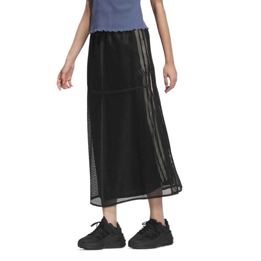 Adidas Luxflow Minimalist Brand Logo Soft Durable Woven Layered Casual Long Skirt Women Skirts Black JN9986