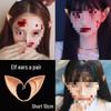 Halloween Makeup: Horror Scars, Fake Teeth, Little Tiger Teeth, and Blush Tattoo Stickers for Party Decoration