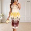 Women Plus Size V Neck Sleeveless Printed Bodycon Midi Tank Dress