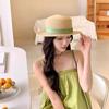 French Light Luxury Flat Top UV Sunscreen Straw Hat Women's Summer Seaside Vacation Sun Hat Internet Celebrity Small Fresh Wide Brim Top Hat