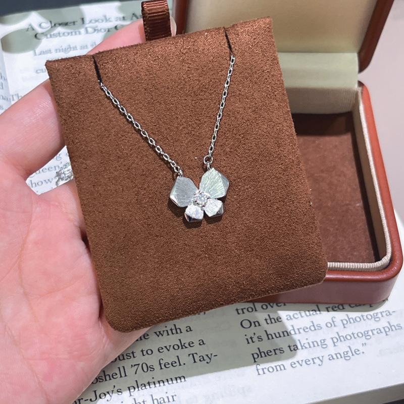 National Style Retro Chunzhi Xiaomeng Handmade Brushed Butterfly Necklace Earrings Ring Set Light Luxury National Tide Style Advanced Sense