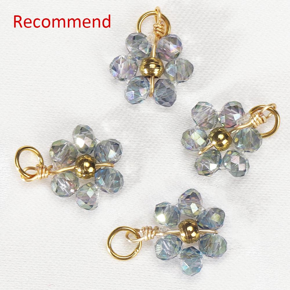 

20pcs Stainless Steel Multicolor Flower Crystal Beads ABS Pearl For Jewelry Making DIY Handmade Necklace Bracelet Accessories