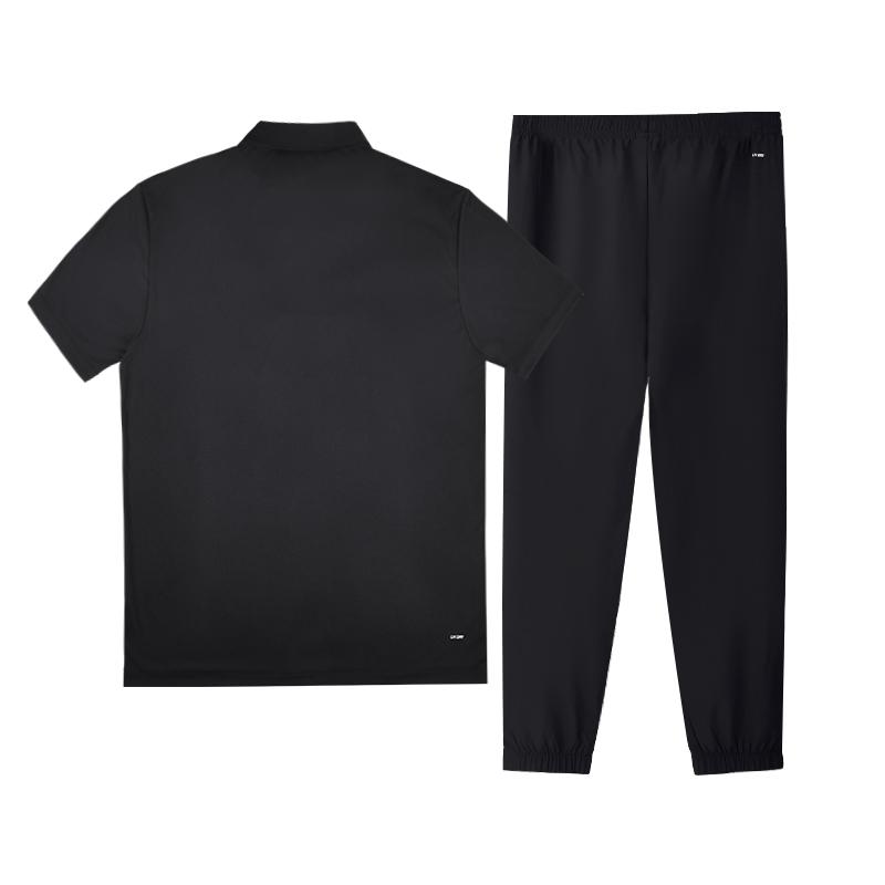 Li-Ning Summer Quick-Dry Short Sleeve Lightweight Breathable Versatile Pants Casual Sports Set Men sets Black YWBW061--1
