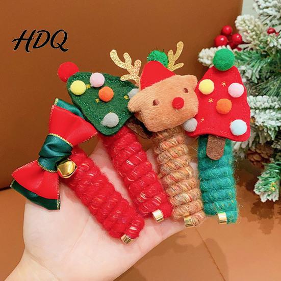 Festive Hair Accessories for Girls Cute Christmas Rope Girls Elk/Tree/Bell Elastic Headbands Holiday Gift Cartoon Children Party And Winter
