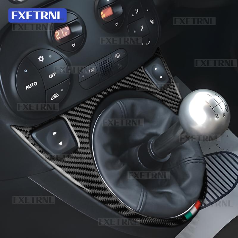 For Fiat 500 2008-2015/Abarth 595/695/595C/695C 2012 2013 2014 2015 AT MT Car Gear Shift Sticker Soft Carbon Fiber Tricolor Trim