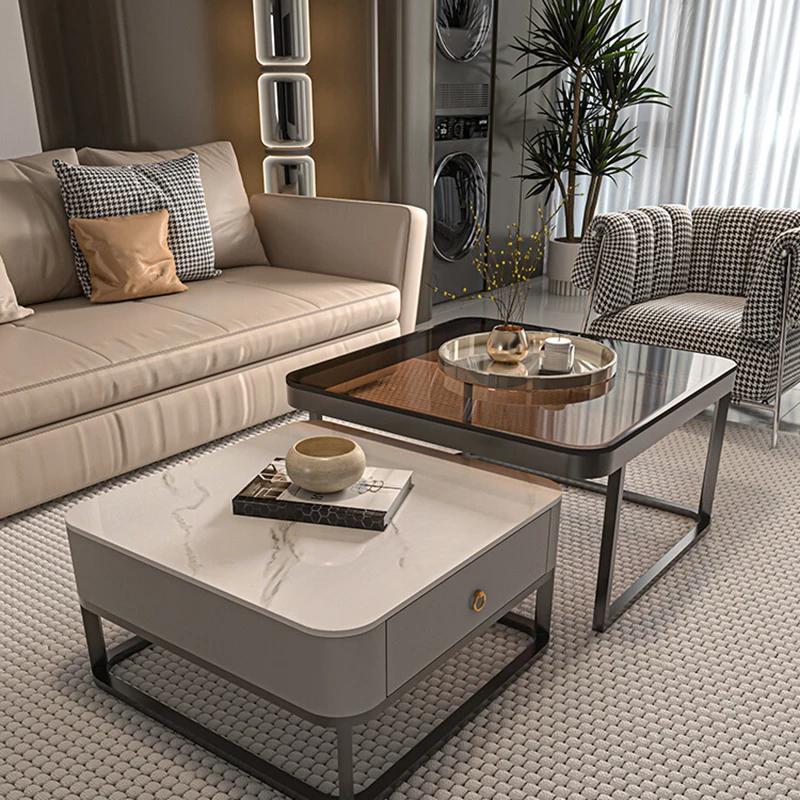 For Luxuriöser moderner Couchtisch mit Aufbewahrungsdesign, nordischer minimalistischer Couchtisch, einzigartige graue