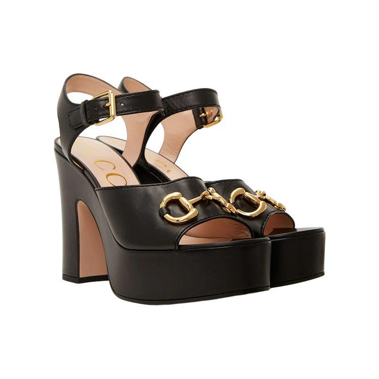 Gucci Horsebit Leather One Strap Sandals 12cm Women's Black 674776 BKO00 1000