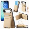 For iPhone Air Case Cloth Texture Leather+PC+TPU Phone Cover with Card Holder Kickstand