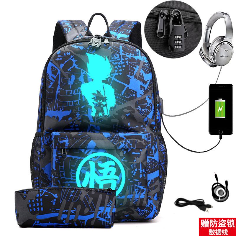 Usb Large Capacity Leisure Travel Backpack Animation Printing Luminous Schoolbag Student Pencil Case