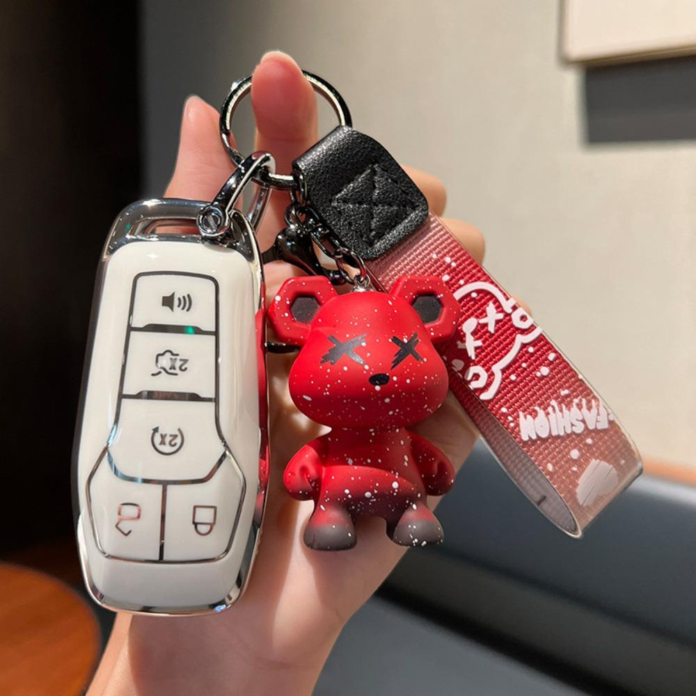 TPU Shell Fob Holder Keychain For Ford Fusion Mondeo Mustang F 150 Explorer Edge 2015 2016 2017 2018 Car Remote Key Case Cover
