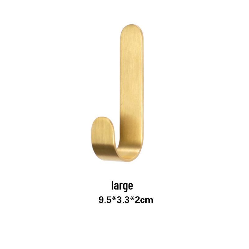 Nordic Style Pure Brass J-Shaped Adhesive Hook for Bathroom, Toilet, or Kitchen.