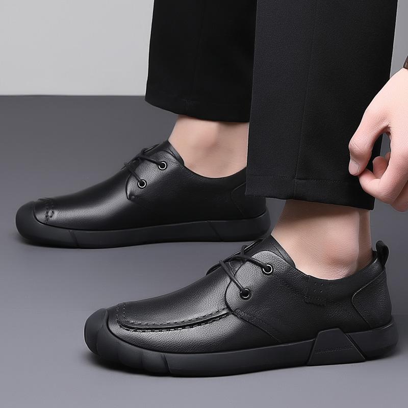Fashion Genuine leather men's leather shoes Classic and versatile Black Outdoor leisure business party Daily office quality shoes