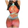 Women's Colorful Three-Piece Bikini Sexy Cross Strap With Chest Pads Without Steel Bra Swimsuit