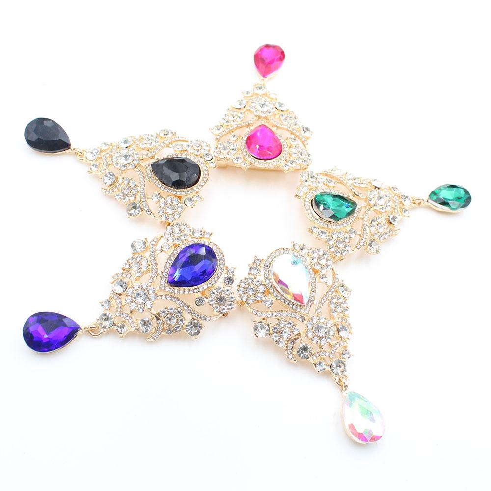 European and American Style 1 Piece 40 * 70MM High-end Diamond Studded Water Droplet Glass Brooch DIY Suit Dress Collar Decorati