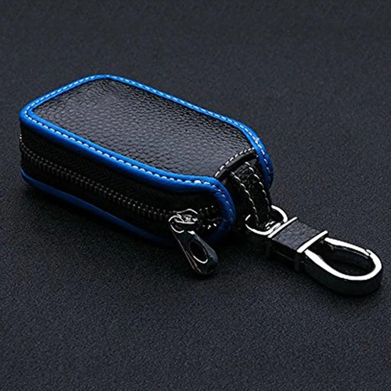 Accessories Anti-Scratch Black+Blue 13.5*5cm Key Case Leather Zipper Car Smart Remote Fob Cover Protector Hanging