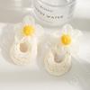 Korean Pastoral Raffia Straw Flower Earrings – Spring Resort Style