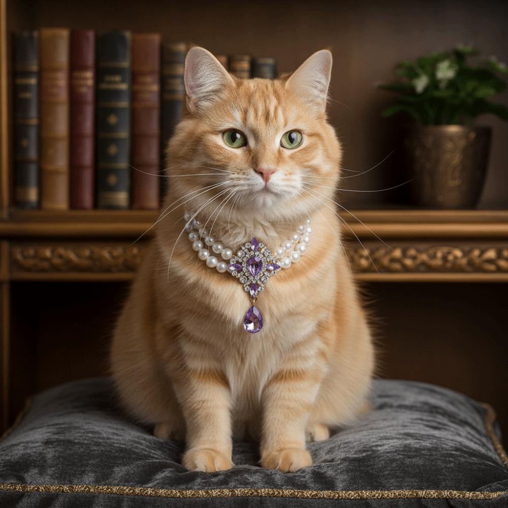 Adjustable Pet Pearl Necklace Vintage Cat Pearl Collar Fashion Dog Princess Necklace Photography