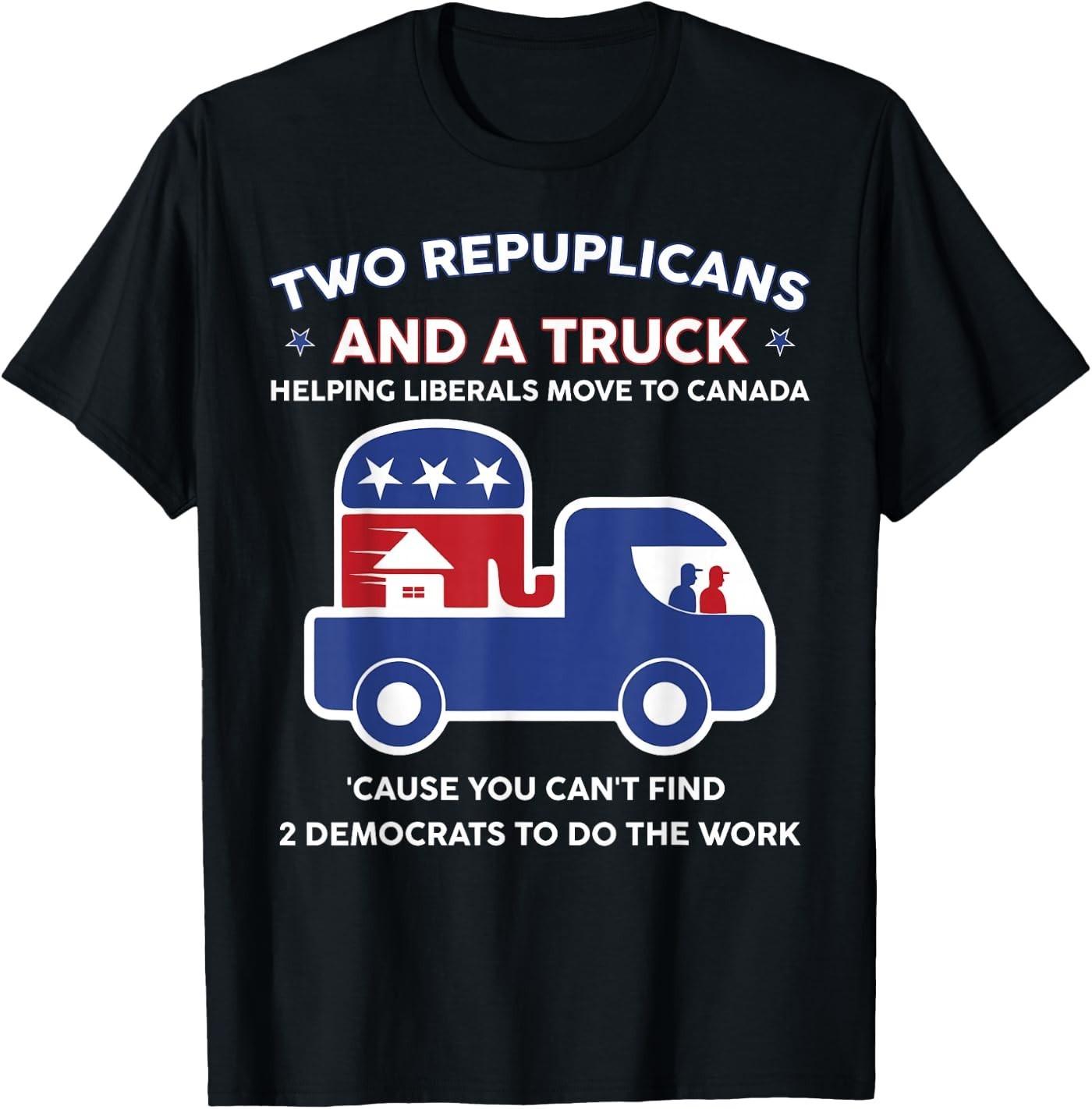 Two Republicans Funny and A Truck Political Men Women T-Shirt XL