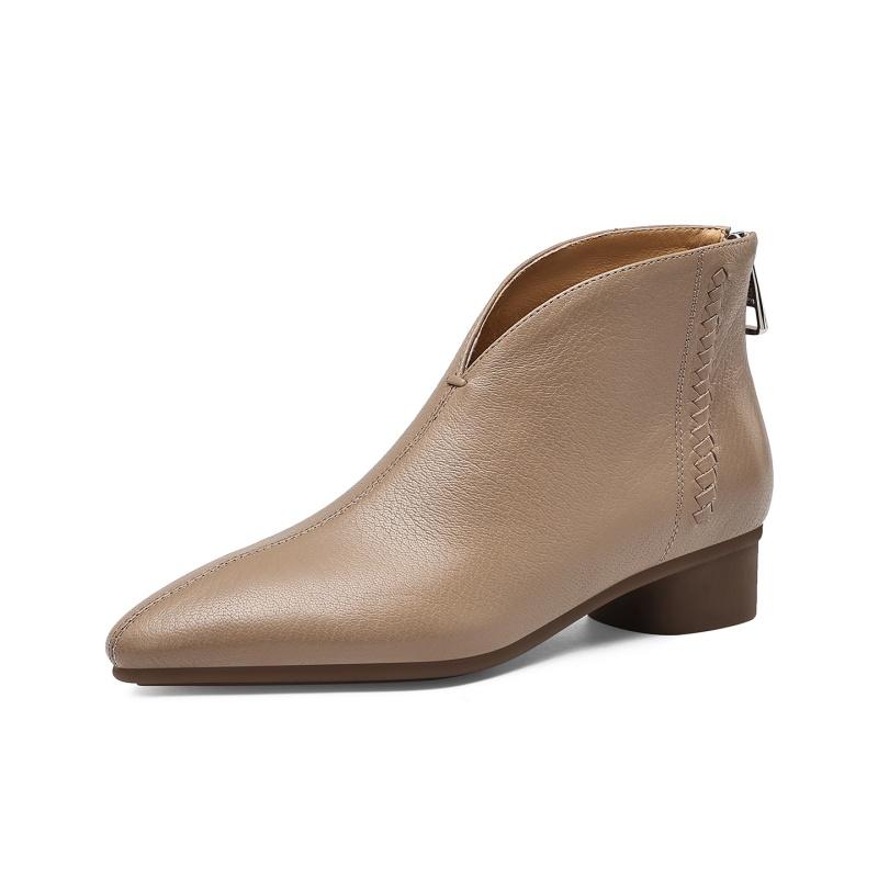 Fashion 2025 New Autumn Women Boots Genuine Leather Fashion Chelsea Boots for Women Pointed Toe Short Ankle Boots Med Heels Ladies Shoes