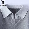 PLAYBOY Men's Fleece Lined Shirt Collar Sweater