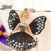 Butterfly Wings Fairy Keychain Flower Rhinestone Charm Cute Dazzling Sparkly