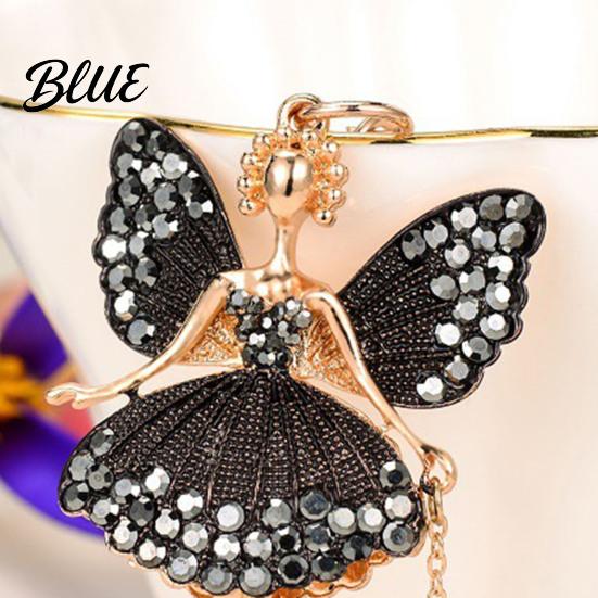 Butterfly Wings Fairy Keychain Flower Rhinestone Charm Cute Dazzling Sparkly