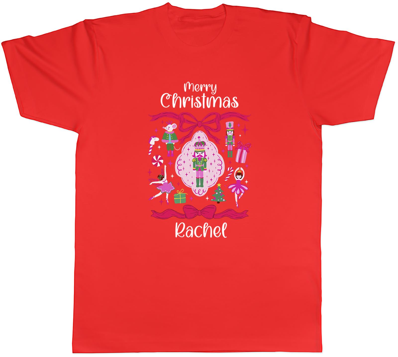 PERSONALISED MERRY CHRISTMAS NUTCRACKER BOW XMAS UnisexS TSHIRT TEE GIFT TOP S