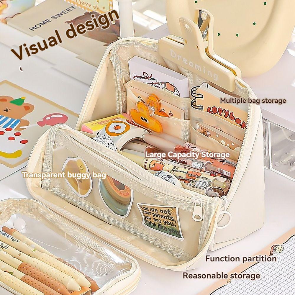 Detachable Pen Bag Pocket Partition Stationery Storage Pouch Stationery Organizer  for Student Gift