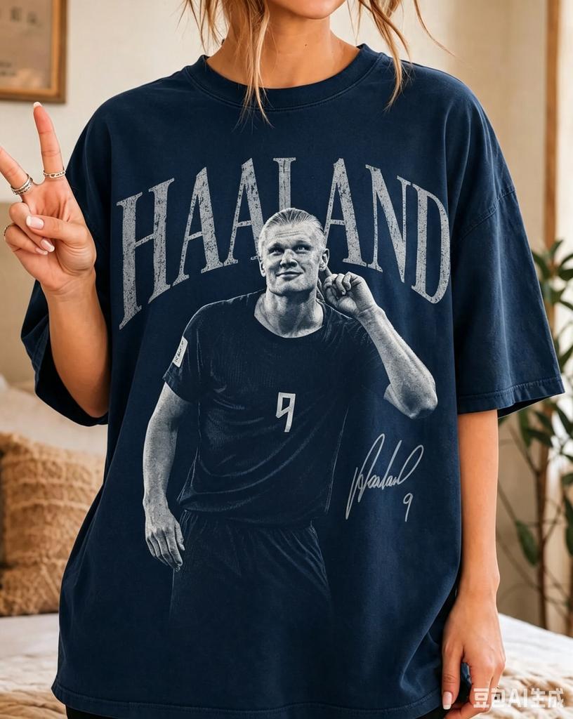 Vintage Haaland Vikings Graphic T-Shirt, Men's and Women's, Summer, 100% Cotton, Oversized, High Quality, Short Sleeve, Streetwear