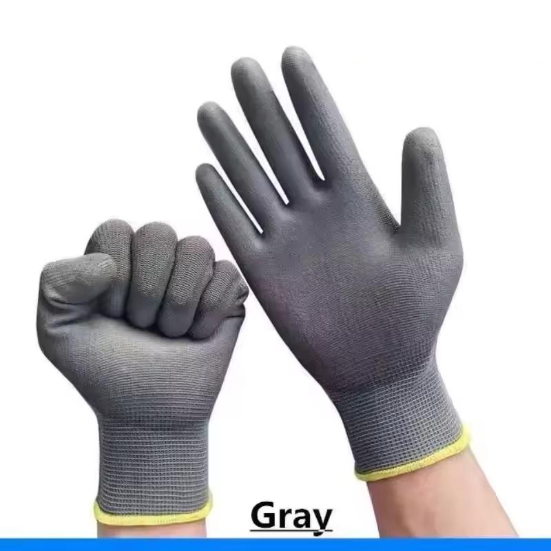 2/6Pairs Safety Work Gloves PU Coated Seamless Knit Gloves with Smooth Grip for Men Women Construction Mechanic Warehouse Gloves