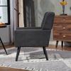 Upholstered Chair with Button Tufting Made of Suede - Mid-Century Modern Armchair with High-Density Foam Cushion and Solid Wood Legs for Small Spaces
