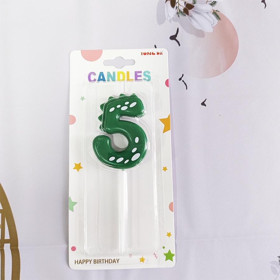 Dinosaur Birthday Candle Green Number Candle for Dinosaur Theme Party Decoration Number Candle for Cake Top
