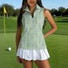 Camiseta de Golf sin Mangas para Mujer con Cuello de Cremallera y Estampado, Camiseta sin Mangas Deportiva para Deportes y Actividades al Aire Libre