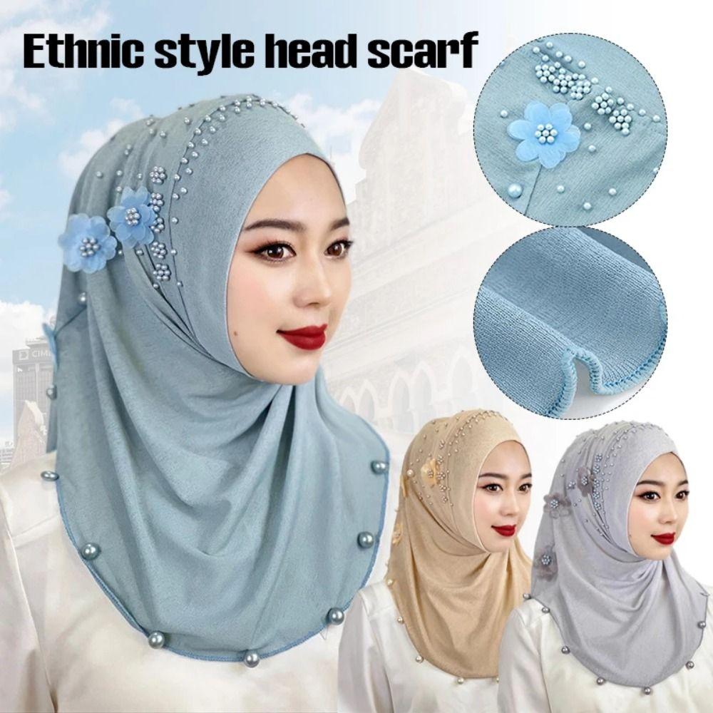 Top Knot Ramadan Hijab Solid Color Head Wrap Cap Fashion Headband Hat  Women