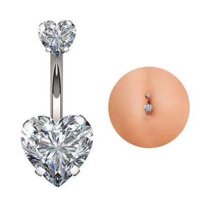 טבעת בטבור מושכת את העין עמידה בפני קורוזיה מפלדת אל חלד בטבור בצורת לב