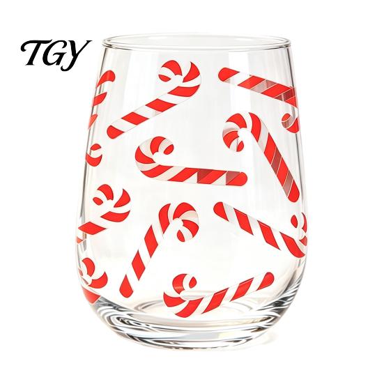 Lead Free Soda Lime Glass Christmas Cocktails Glass, Santa Snowman Reindeer Tree Design Tumbler, 300ml Lead-free Festive Seasonal Tumblers Holiday