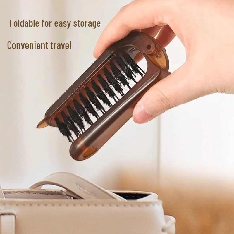 Portable Folding Boar Bristle Hair Comb for Ladies' Curly Hair Styling