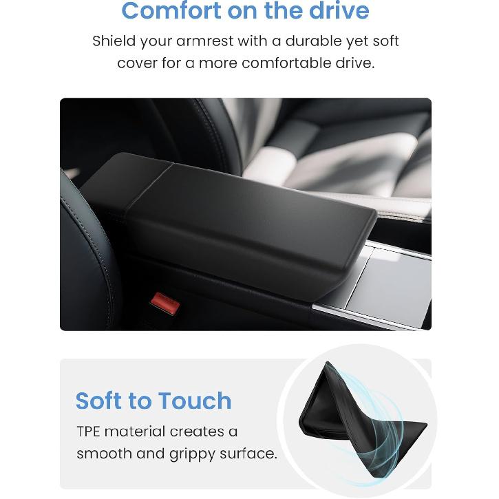 Center Console Non-Slip Armrest Cover – Specifically Designed For The New Tesla Model Y 2025 2026 Refresh (Juniper) And Tesla Model 3 Refresh