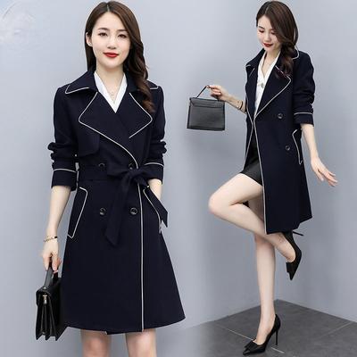 Women's Medium-length Business Thin Section Casual Stand-up Collar Trench Coat Jacket Waist Windbreaker