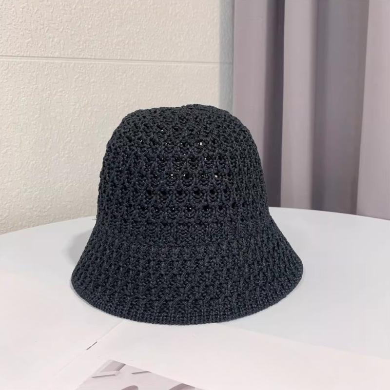 2026 New Thin Knitted Hollow Bucket Hat Female Casual Breathable Summer Sun Protection Fisherman Cap Spring Sunshade Buckets