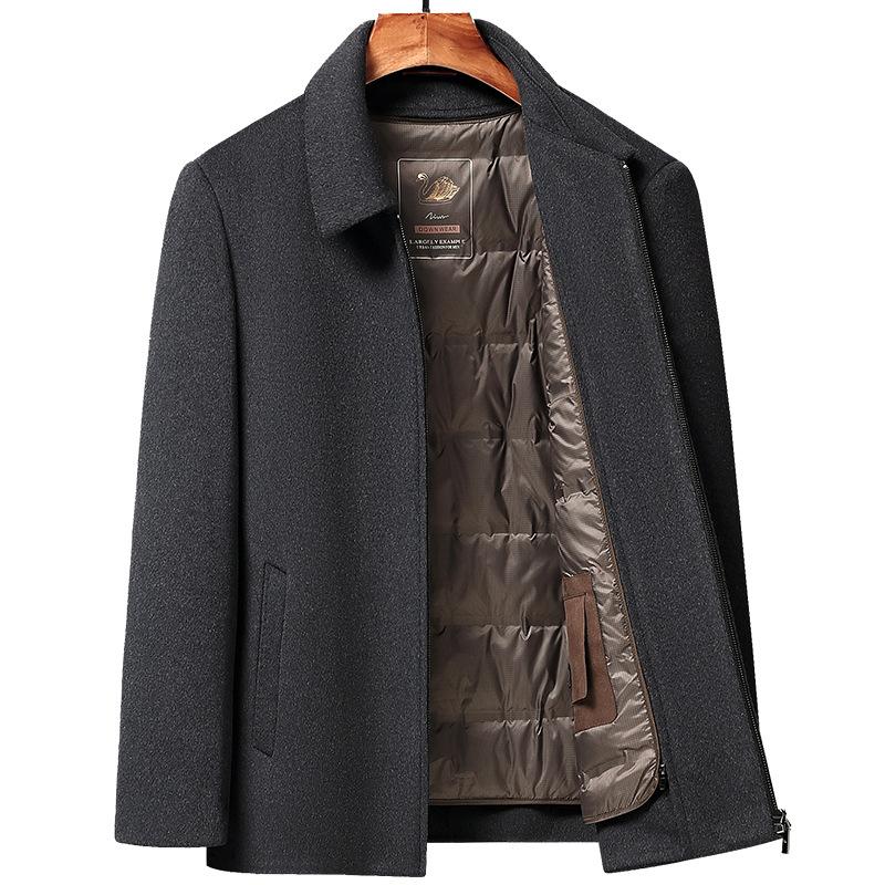 Autumn and Winter Men's Double-sided Woolen Coat Business Casual Lapel Removable Down Liner Woolen Coat
