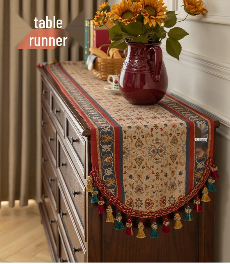 American Retro Tassel Table Runner for TV Cabinets and Tea Tables
