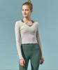 Reina Mora Rib Slit Neck Crop Long Sleeve Writer'S Sky