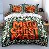 Merry Christmas Text Design Bedding Duvet Cover Set Duvet Cover Pillowcases  (1*Duvet Cover 2*Pillowcases, Without Duvet Insert)
