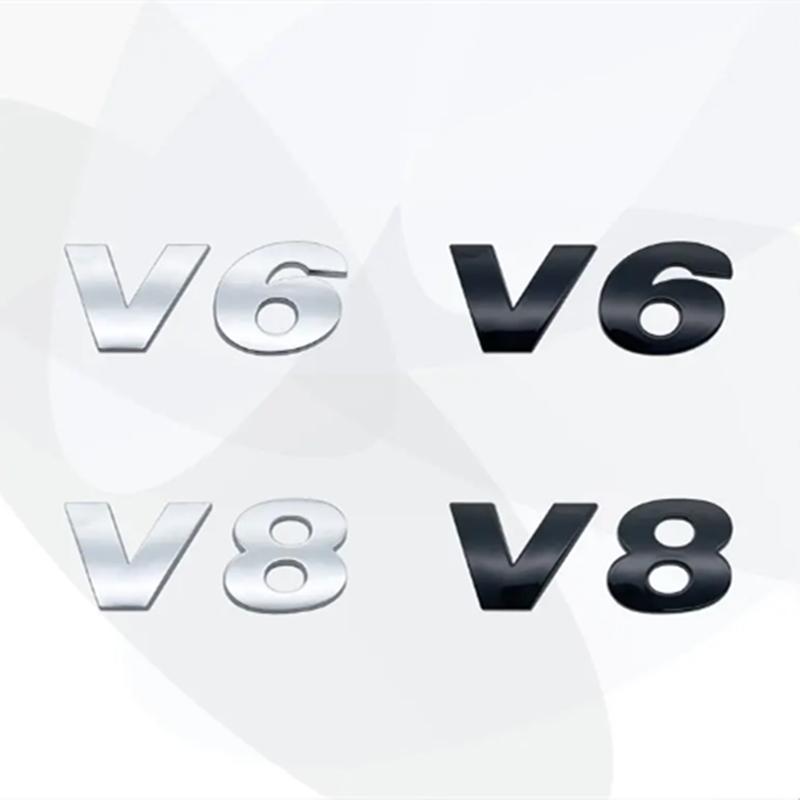 Car Styling ABS Chrome Silver Black Sticker V6 V8 Displacement Badge TDI Font Car Tail Emblem Badge Decal For Touareg Car Accessories