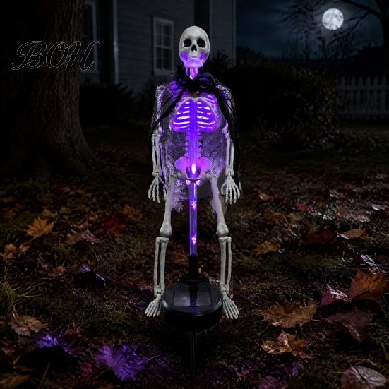 Halloween Party Supplies 2Pcs Solar Skeleton Yard Stake, LED Garden Lights, Waterproof Wireless Stakes Realistic Skull Figurines for Outdoor